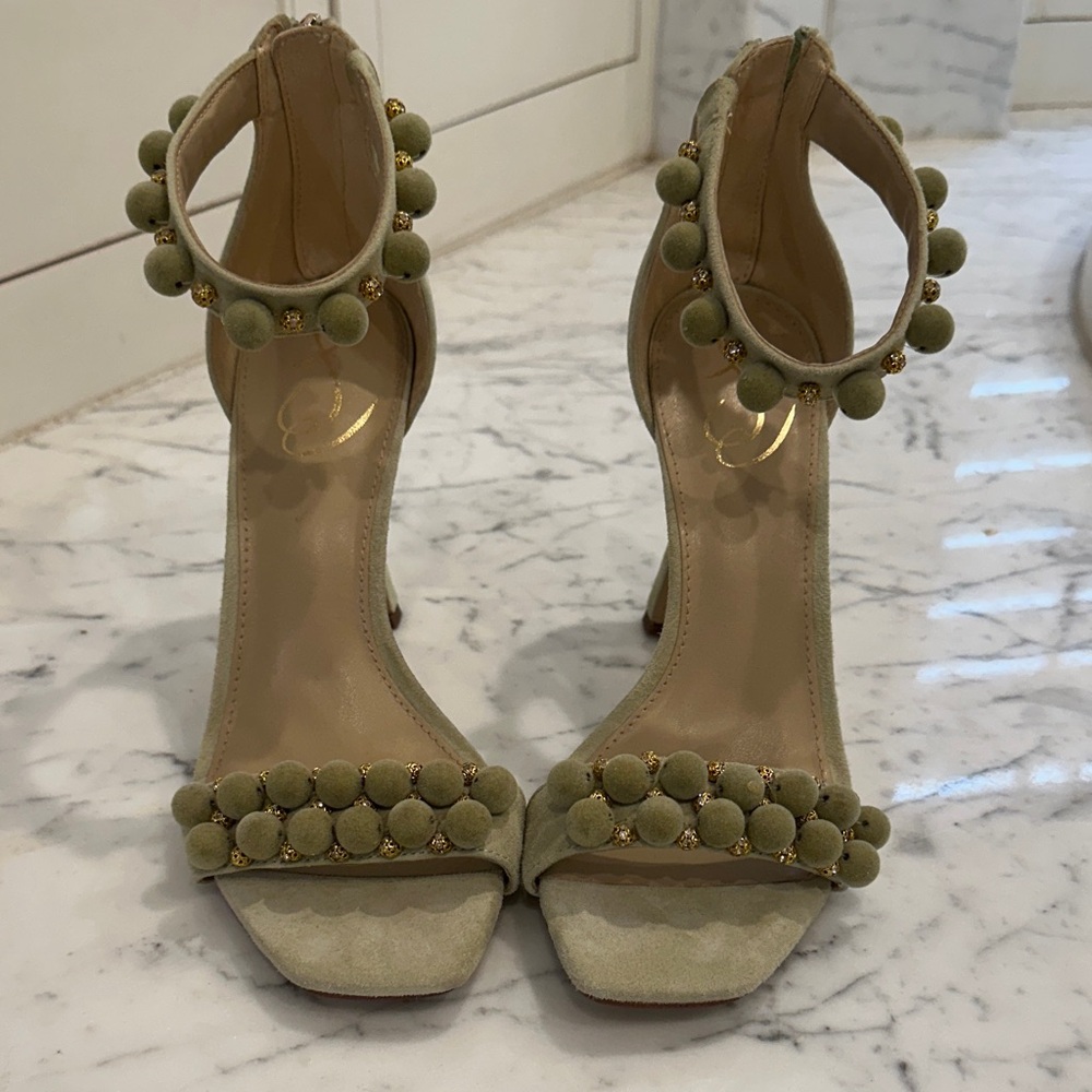 Sam Edelman Green Pom-Pom Heels